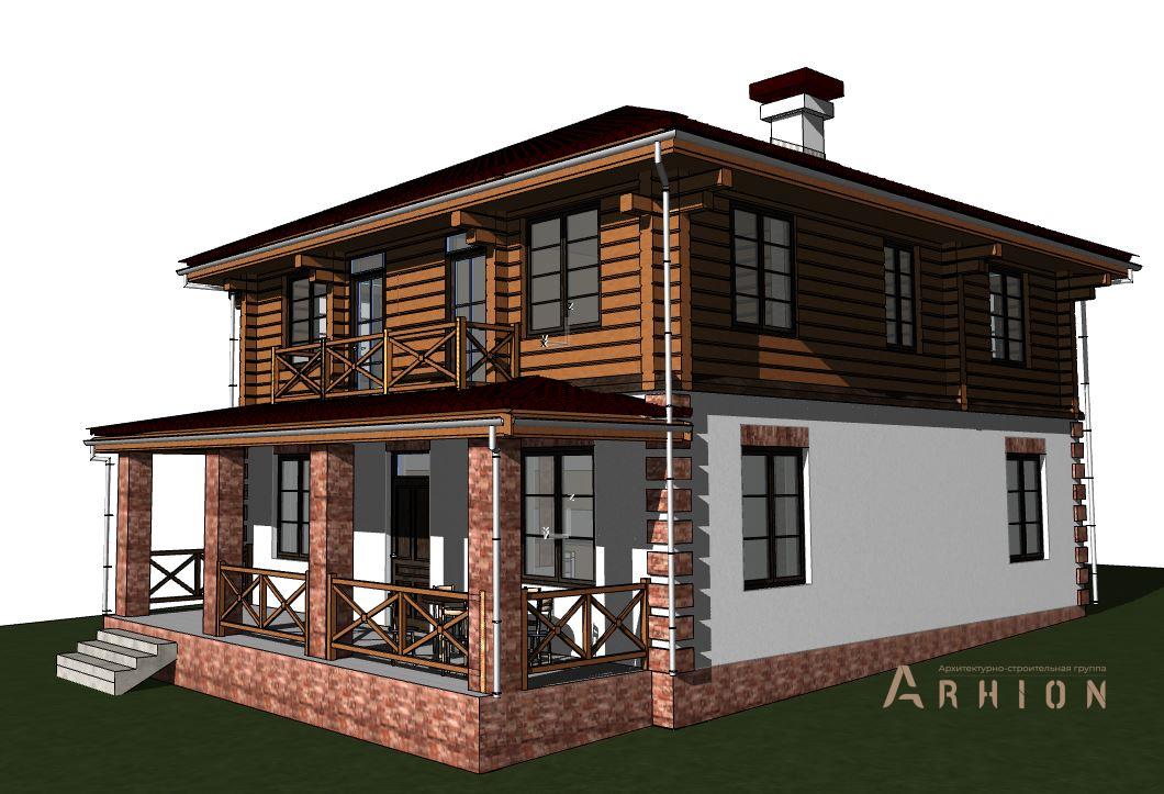 6. Проект двухэтажного дома в современном стиле с четырехскатной, hm-1247, площадью - 151 кв c терассой